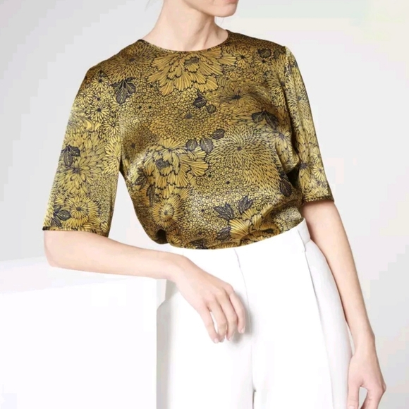 LK Bennett Tops - LK Bennett April Citrine Blue Floral Blouse
